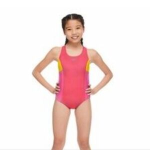 Speedo Youth Colorblock Colorful One Piece Swimming Suit Size Large